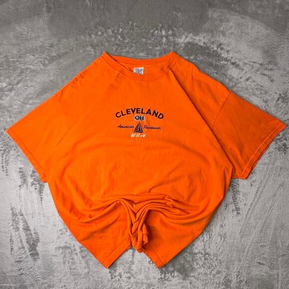 Delta Pro Weight Other - Vintage Cleveland OH American Resortwear USA Embroidered Orange T-shirt Size 2XL
